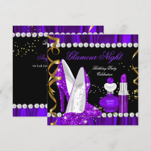 Glamour Night glitters Glanzend Paars Goud Zwart F Kaart