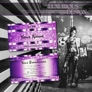 Glamour Paarse mousserende glitter Luminous Stars Visitekaartje