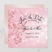 Glamour Paillettes Luxe Save the Date rose givré (Devant / Derrière)