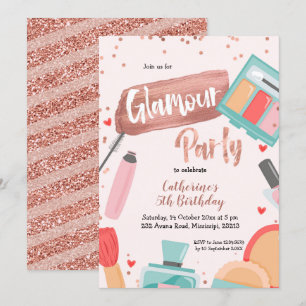 Glamour party roos Gold verjaardaguitnodiging Kaart