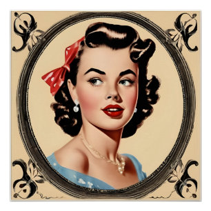 Glamour Retro Chic Girl Glossy Poster Perfect Poster