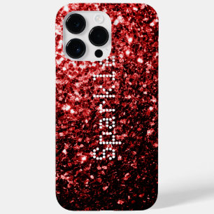 Glamour Rode Glitter fonkelende Personaliseer Case-Mate iPhone 14 Pro Max Hoesje