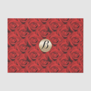 Glamour Rode Rozen Gouden Monogram Elegant Modern Tissuepapier