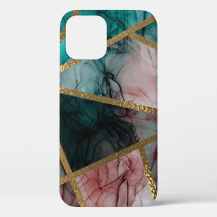 Glamour Roest Roze Turkoois & Goud Chic Moderne Gl iPhone 12 Hoesje