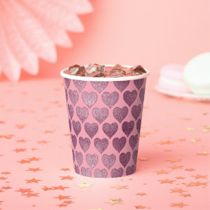 Glamour Roos Gold Hearts Faux Glitter Patroon Papieren Bekers
