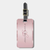 Glamour Roos Gold Monogrammed Modern Elegant Bagagelabel (Voorkant verticaal)