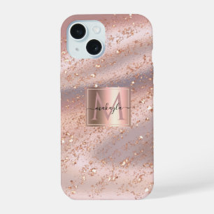 Glamour Rose Gold Pailleté Monogramme Féminin