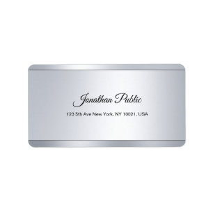 Glamour Silver Sjabloon Modern Elegant Script Cool Etiket