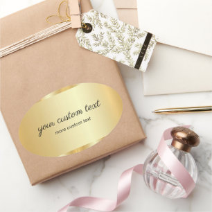 Glamour sjabloon goud kalligrafie uw aangepaste te ovale sticker
