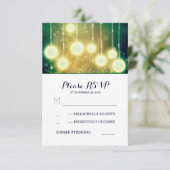 glamour string licht lantaarns bruiloft RSVP kaart (Staand voorkant)