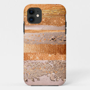 Glamour-textuur van koper Gold Strokes iPhone 11 Hoesje