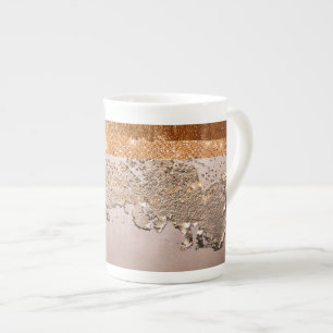 Glamour-textuur van koper Gold Strokes Porselein Kop