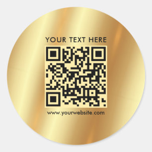 Glamour Uw Aangepaste Tekst Logo QR Code Gold Ronde Sticker