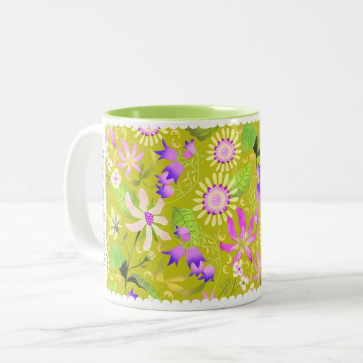Glamour vert floral bicolore Mug (Devant gauche)