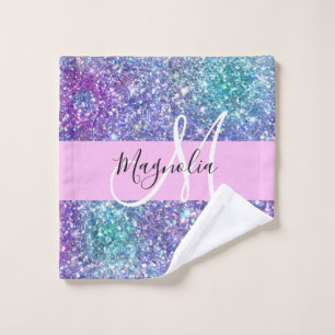 Glamour Violet, Bleu & Vert Paillettes Monogramme
