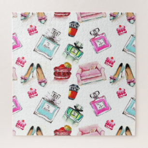 Glamour Waterverf: Mode Naadloos Patroon Legpuzzel
