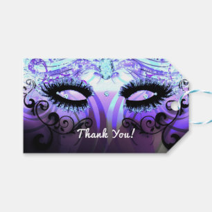 Glamour Wimpers Paarse Maskerade Feest Favor Cadeaulabel