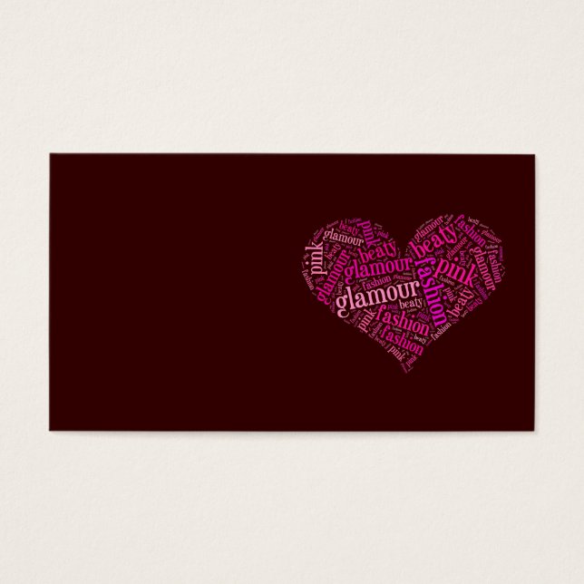 Glamour word cloud visitekaartje (Voorkant)