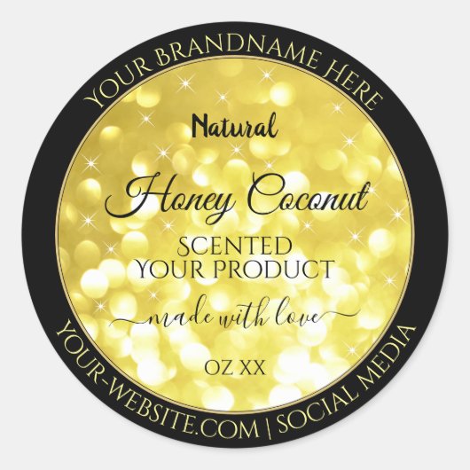 Glamour Yellow Gold Sparkle Glitter Product Labels (Voorkant)