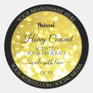 Glamour Yellow Gold Sparkle Glitter Product Labels