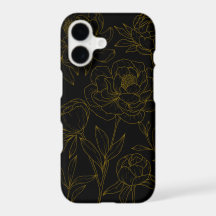Glamour Zwart & Goud  Bloemlijn Tekening 