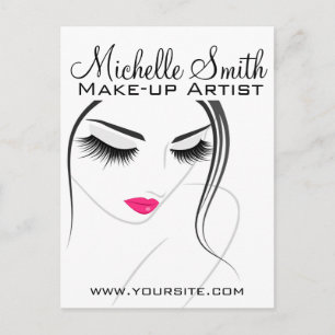 Glamour Zwarte Witte Roze Wimpers Make-up en Schoo Briefkaart