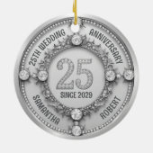 Glamoureus 25e bruiloft Jubileum Keramisch Ornament (Achterkant)