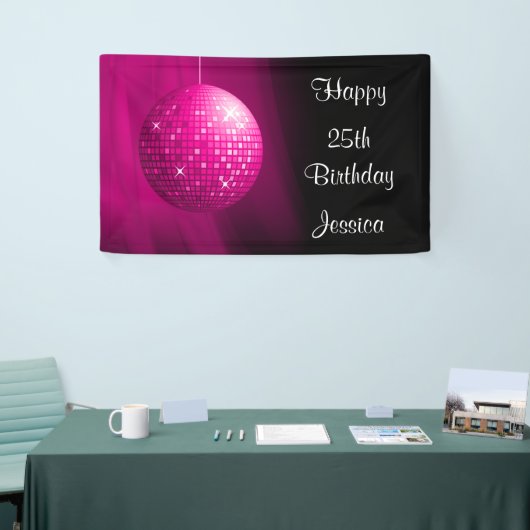 Glamoureus 25th Birthday Pink Party Disco Ball Spandoek (Beurs)