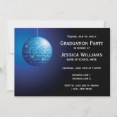 Glamoureus Afstuderen Blue Party Disco Ball Kaart (Achterkant)