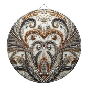 Glamoureus barok design met glitter en edelstenen dartbord