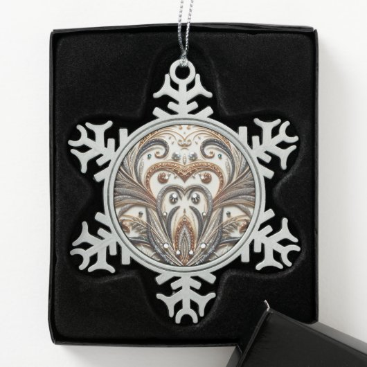 Glamoureus barok design met glitter en edelstenen tin sneeuwvlok ornament (Kistje)