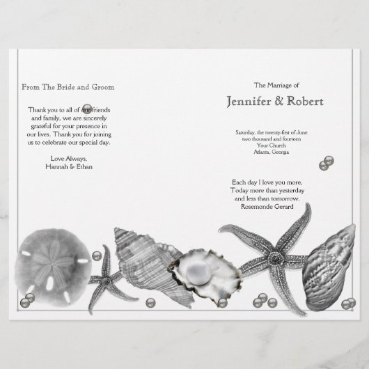 Glamoureus Beach in Silver Wedding Program (Voorkant)
