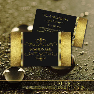 Glamoureus Black en Gold Glitter Gedecorreerd Visitekaartje