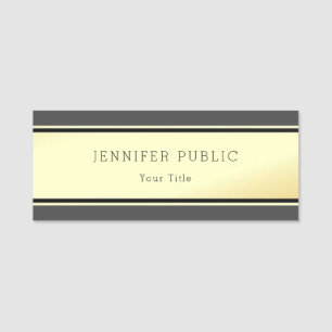 Glamoureus Black en Gold Modern Elegant Sjabloon Naamplaatje