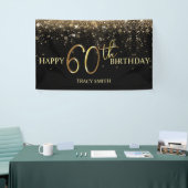 Glamoureus Black Gold Glitter 60th Birthday Spandoek (Beurs)