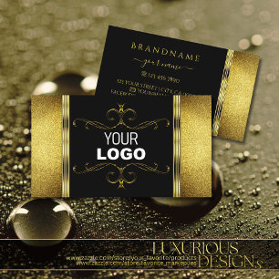 Glamoureus Black Gold Glitter Gedecorreerde Logo Visitekaartje