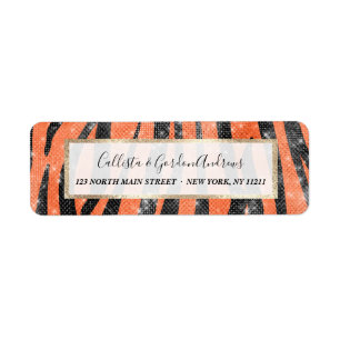 Glamoureus Black Oranje Glitter Animal Tiger Strip Etiket