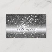Glamoureus Black Silver Sparking Glitter Initialen Visitekaartje (Voorkant)