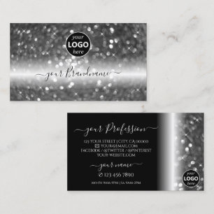 Glamoureus Black Silver Sparking Glitter met Logo Visitekaartje