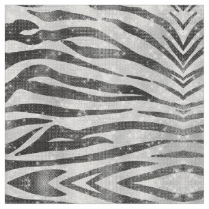 Glamoureus Black White Sparkly Glitter Zebra Strip Stof
