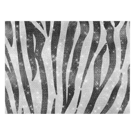Glamoureus Black White Sparkly Glitter Zebra Strip Tafelkleed (Voorkant (Horizontaal))