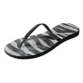 Glamoureus Black White Sparkly Glitter Zebra Strip Teenslippers (Schuin)