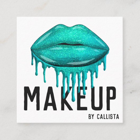 Glamoureus Blauwgroen glitter druppelt op scherp Vierkante Visitekaartje (Voorkant)