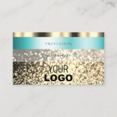 Glamoureus Blauwgroen Gold Sparking Glitter met Lo Visitekaartje (Voorkant)