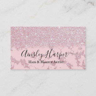 Glamoureus Blush Pink Gold Glitter Marmer Gradient Visitekaartje