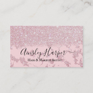Glamoureus Blush Pink Gold Glitter Marmer Gradient Visitekaartje