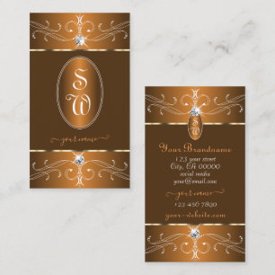 Glamoureus bruin Oranje Ornamenten Monogram Visitekaartje