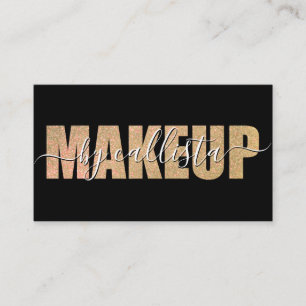 Glamoureus Chic Gold Glitter Typography Makeup Visitekaartje