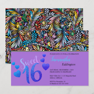 Glamoureus Colors Sweet 16 Uitnodiging