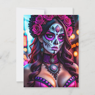 Glamoureus Día de los Muertos Catrina portret met Briefkaart